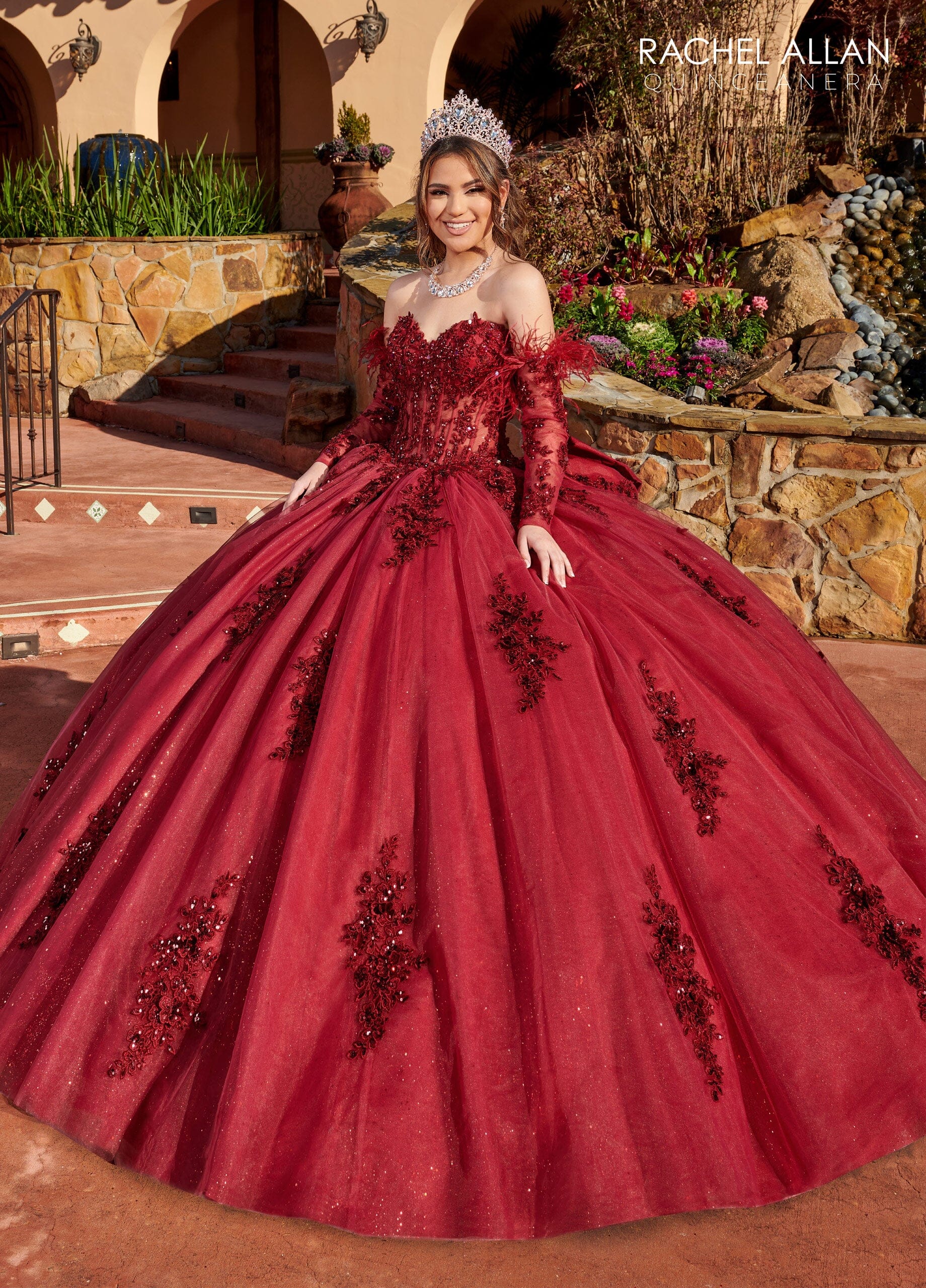 Feather Long Sleeve Quinceanera Dress by Rachel Allan RQ2171 – ABC