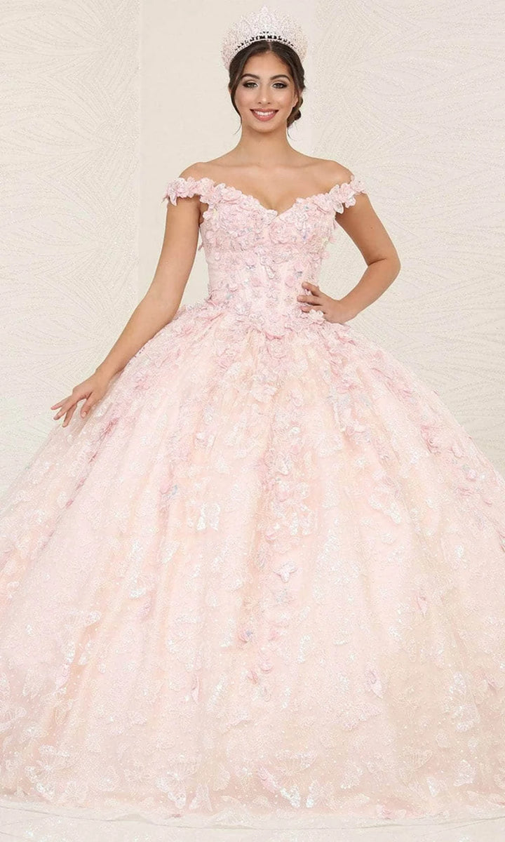 3D Floral Off Shoulder Ball Gown by May Queen LK259