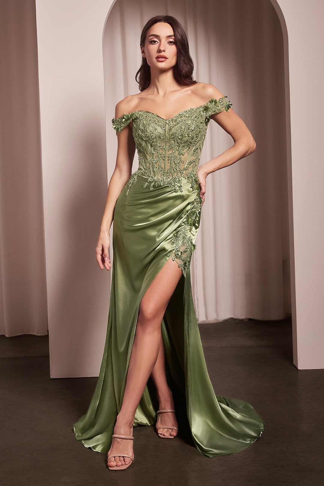Fitted 3D Floral Corset Gown by Cinderella Divine CD0186 ABC Fashion Fitted 3D Floral Corset Gown by Cinderella Divine CD0186 ABC Fashion