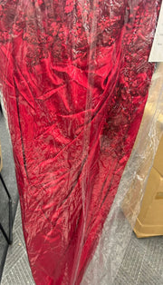 Fitted 3D Floral Off Shoulder Slit Gown by Adora 3101