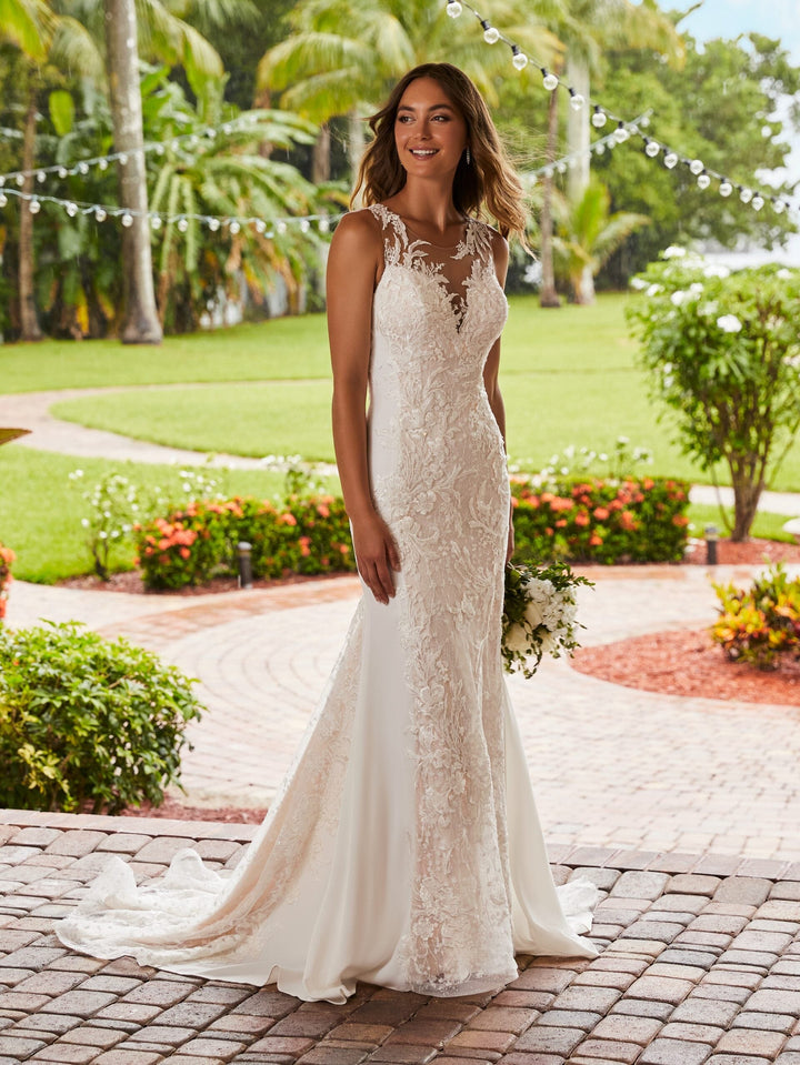 Fitted Applique Illusion Gown by Adrianna Papell 31208