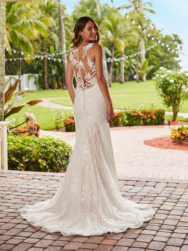 Fitted Applique Illusion Gown by Adrianna Papell 31208