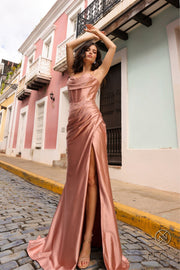 Fitted Cowl Satin Gown by Nox Anabel E1042