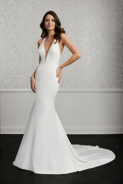 Fitted Crepe V-Neck Bridal Gown by Adrianna Papell 31118