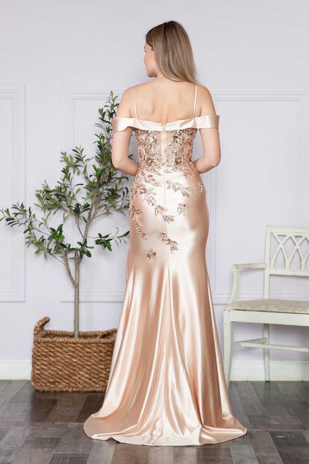 Fitted Embroidered Cold Shoulder Slit Gown by Poly USA 9350 ABC Fashion Fitted Embroidered Cold Shoulder Slit Gown by Poly USA 9350 ABC Fashion