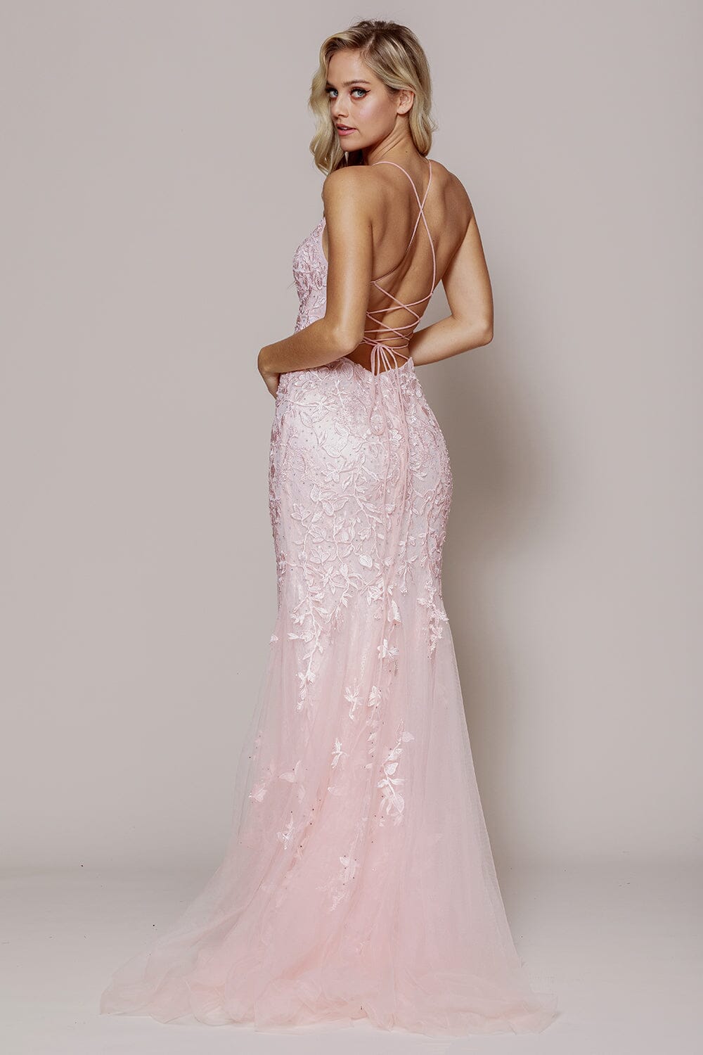Fitted Embroidered Sleeveless Gown by Amelia Couture 799
