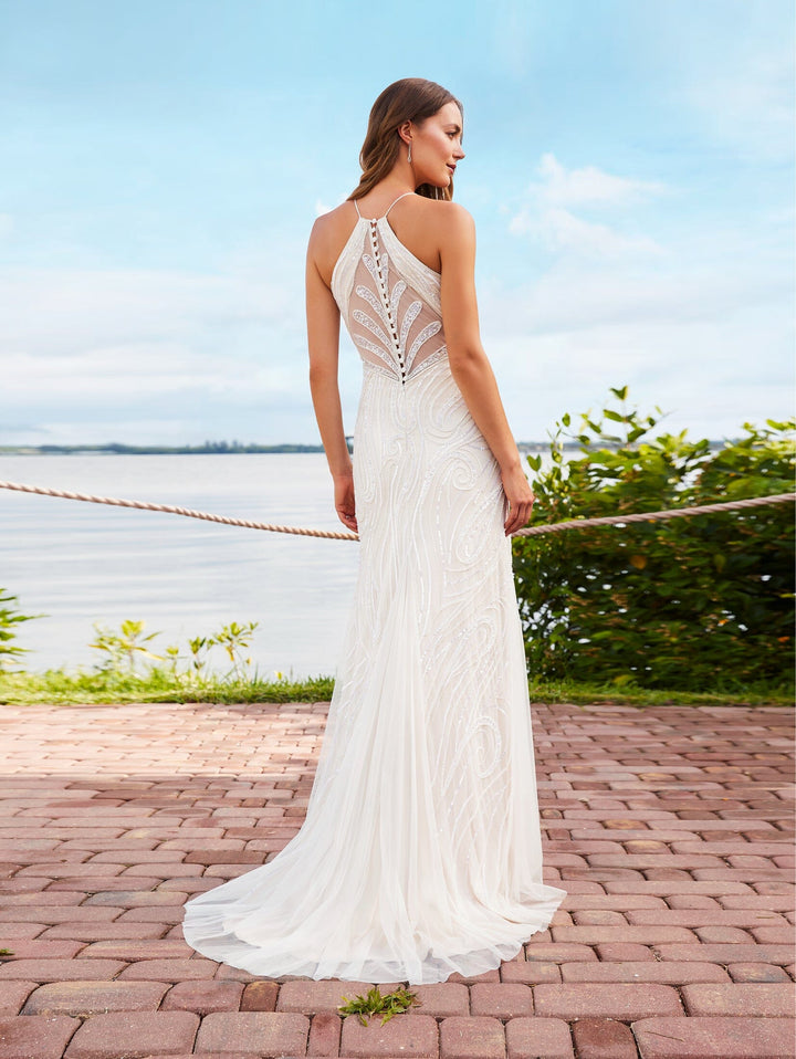 Fitted Halter Bridal Dress by Adrianna Papell 40362