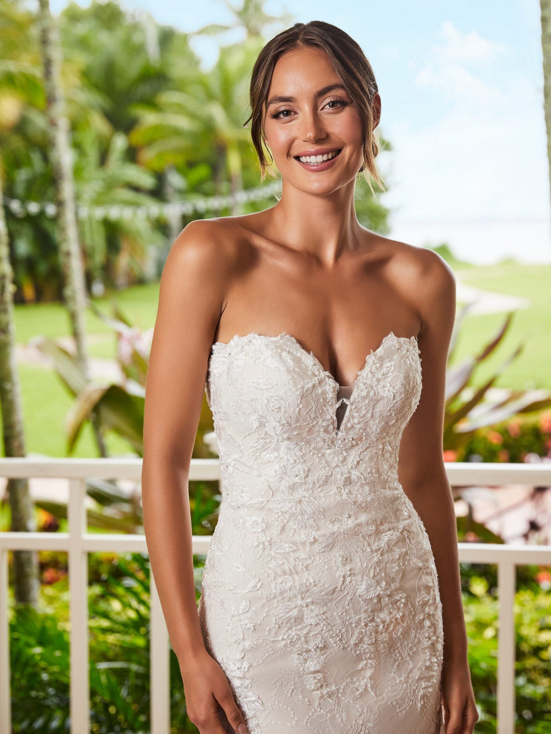 Fitted Lace Strapless Bridal Gown by Adrianna Papell 31221