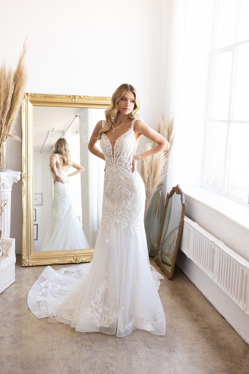 Fitted Lace Tulle Bridal Gown by Abby Lane 97201 14 / Ivory Fitted Lace Tulle Bridal Gown by Abby Lane 97201 14 / Ivory