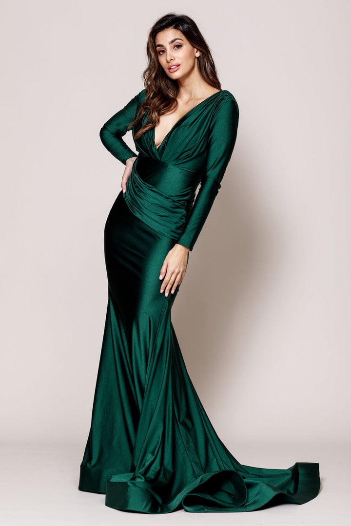 Fitted Long Sleeve Lycra Gown by Amelia Couture 381