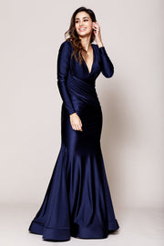 Fitted Long Sleeve Lycra Gown by Amelia Couture 381
