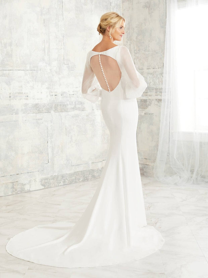 Fitted Long Sleeve Slit Bridal Gown by Adrianna Papell 31143