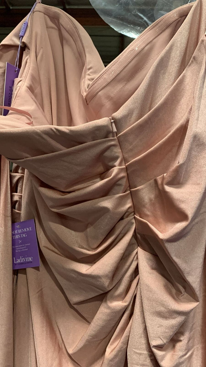 Fitted Off Shoulder Gown by Cinderella Divine CD943