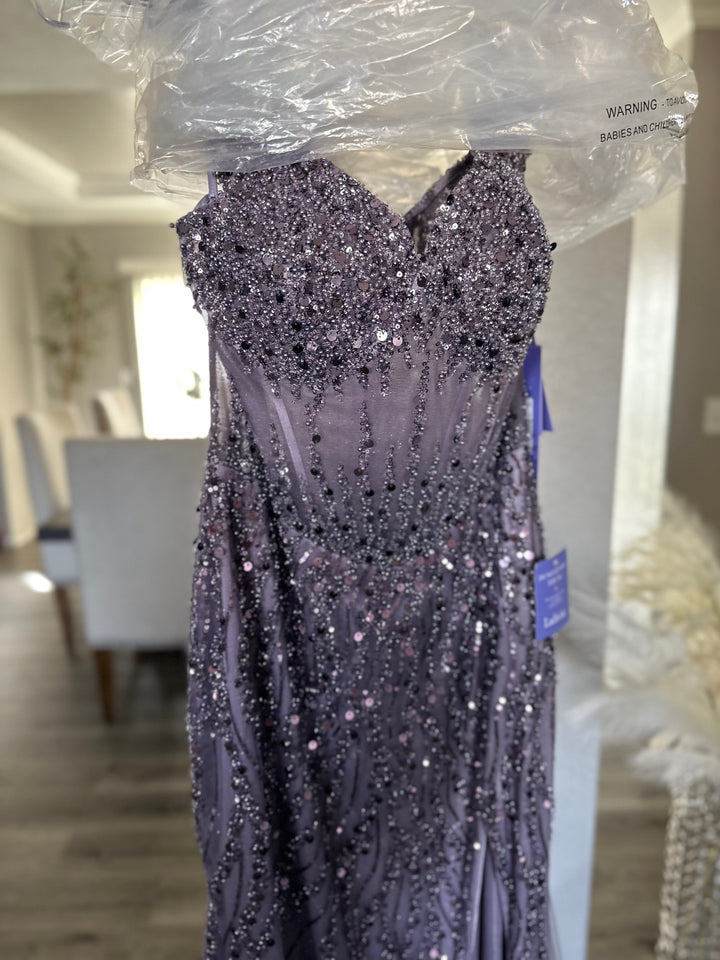 Fitted Off Shoulder Sequin Gown by Ladivine CD0203