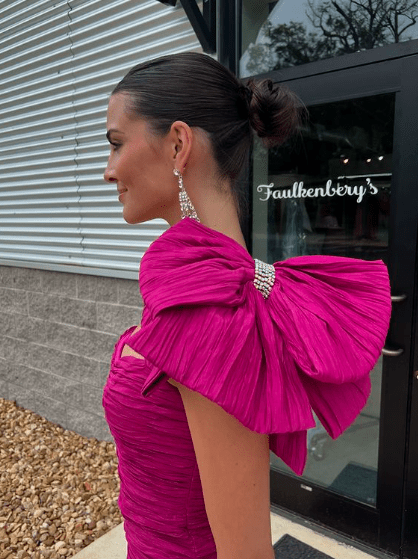 Fitted One Shoulder Bow Gown by Jovani 38240