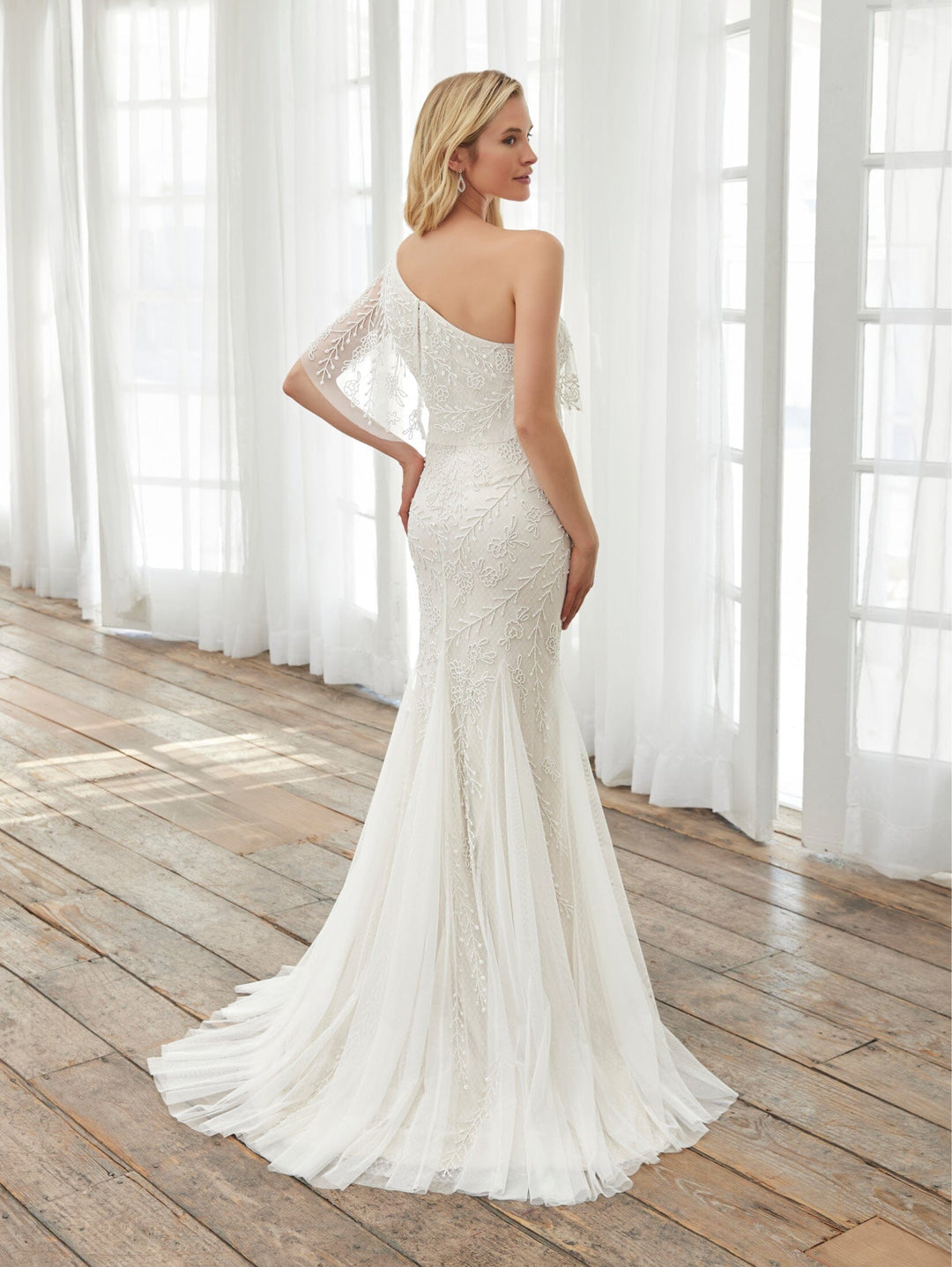 Fitted One Shoulder Bridal Dress by Adrianna Papell 40403