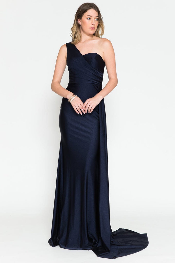 Fitted One Shoulder Lycra Gown by Amelia Couture 387