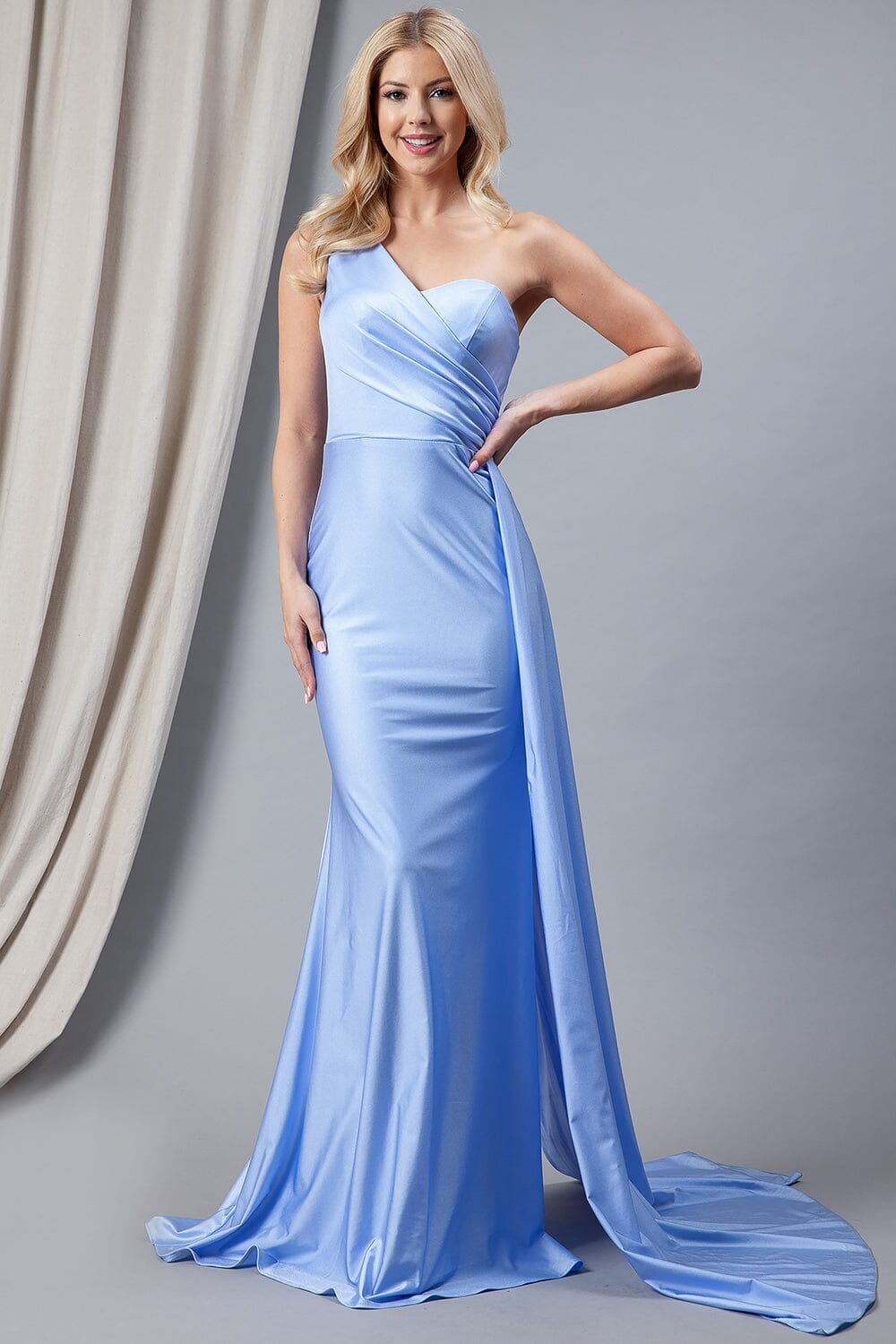 Fitted One Shoulder Lycra Gown by Amelia Couture 387