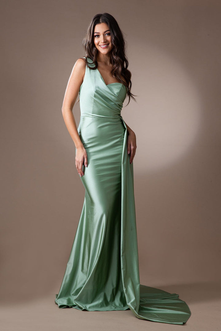 Fitted One Shoulder Lycra Gown by Amelia Couture 387