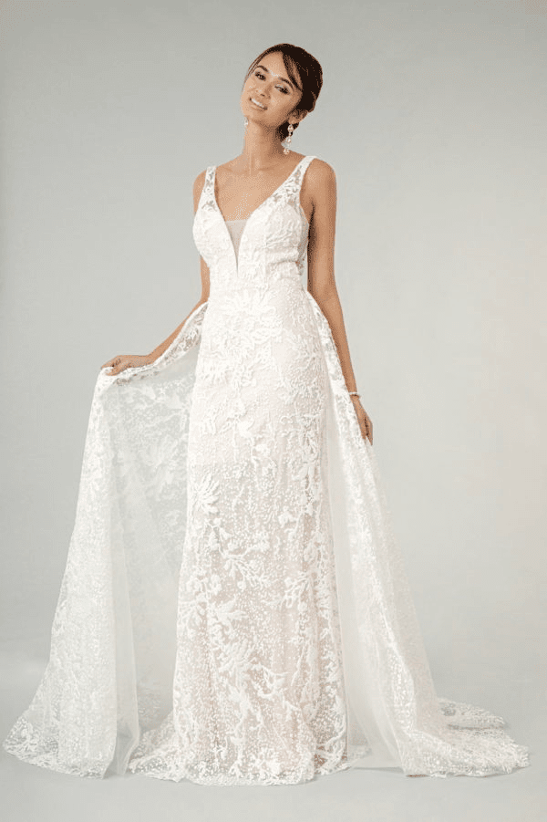 Fitted Overskirt Wedding Gown by Elizabeth K GL1903 - Outlet
