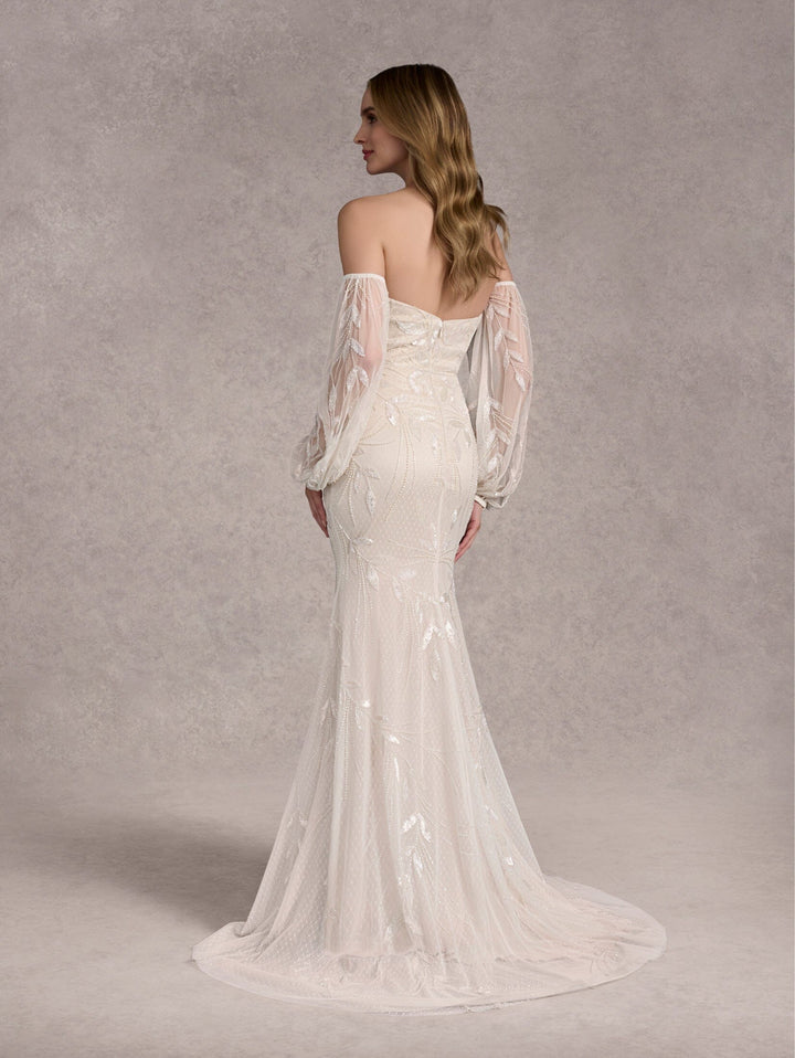 Fitted Puff Sleeve Bridal Gown by Adrianna Papell 40412L