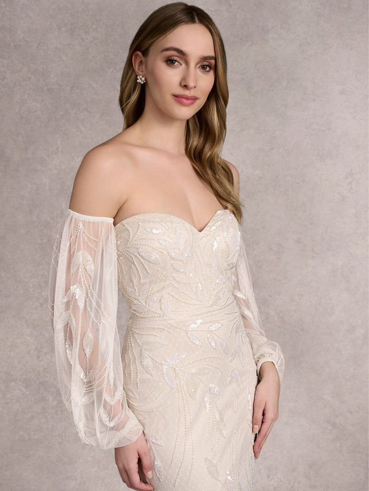 Fitted Puff Sleeve Bridal Gown by Adrianna Papell 40412L
