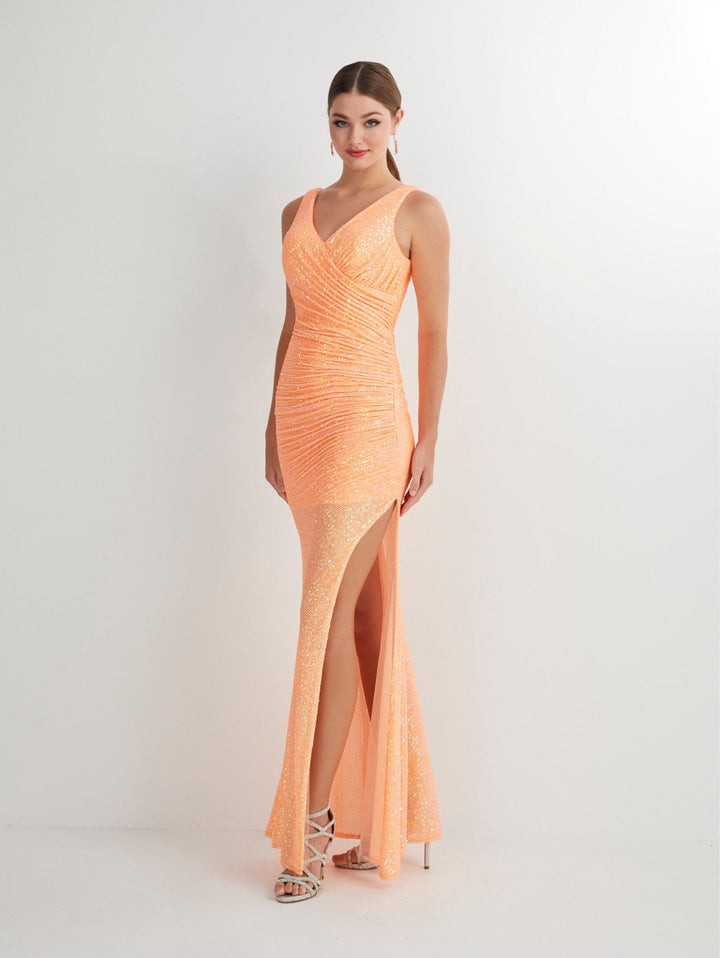 Fitted Sequin Sleeveless Slit Gown by Studio 17 12903