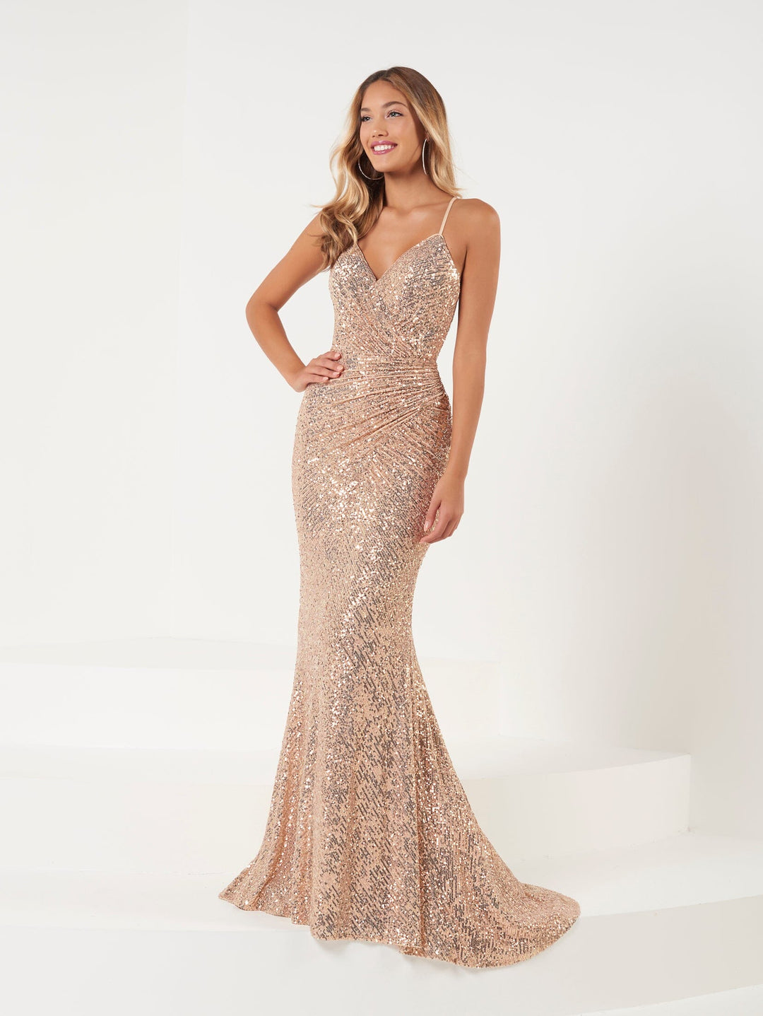 Fitted Sequin Sleeveless V-Neck Gown by Studio 17 12869