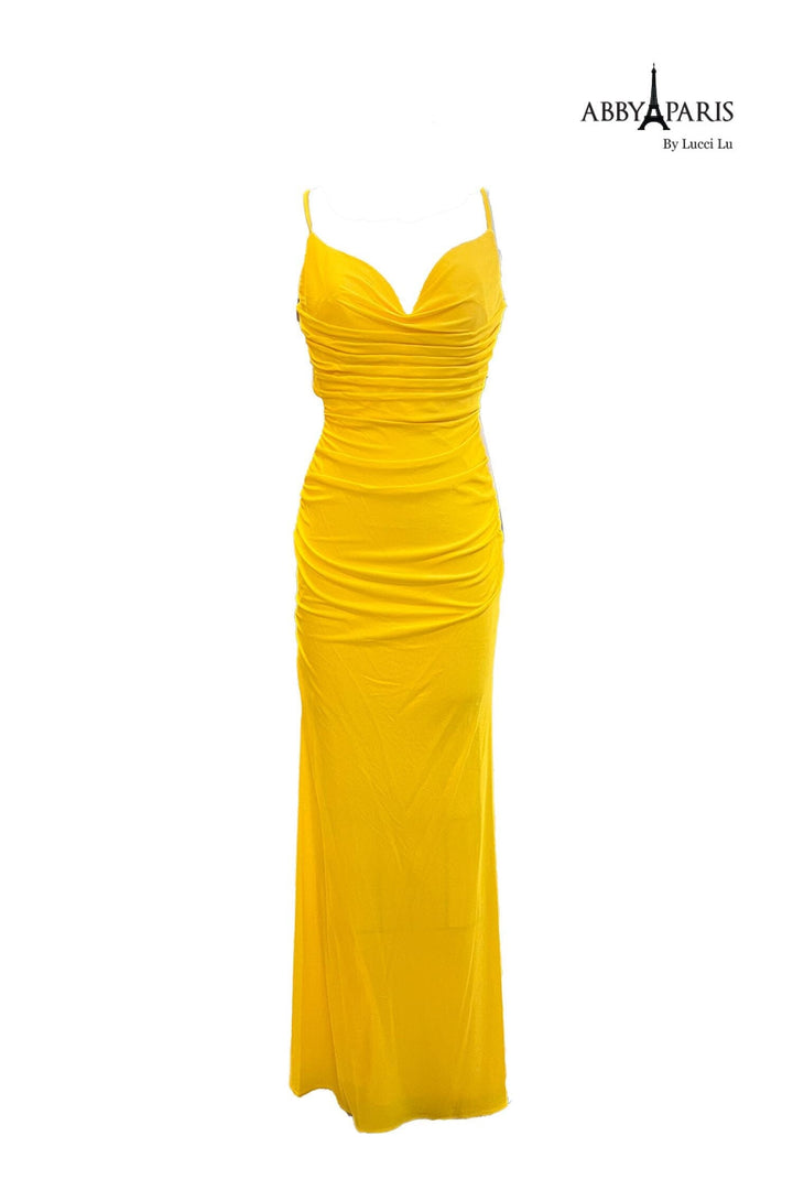 Fitted Sleeveless Cowl Gown by Abby Paris 90173