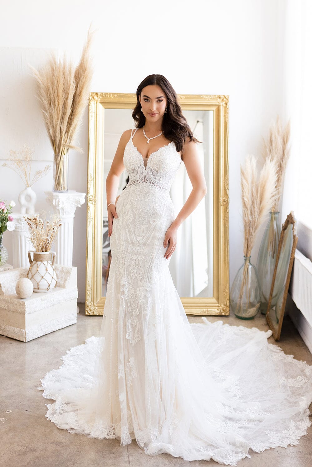 Fitted Sleeveless Lace Bridal Gown by Abby Lane 97194 10 / Ivory/Champagne Fitted Sleeveless Lace Bridal Gown by Abby Lane 97194 10 / Ivory/Champagne
