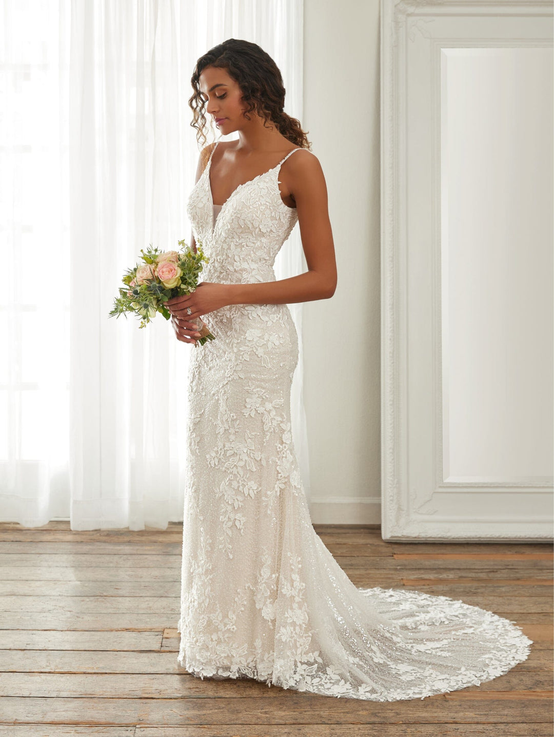 Fitted Sleeveless Lace Bridal Gown by Adrianna Papell 31228