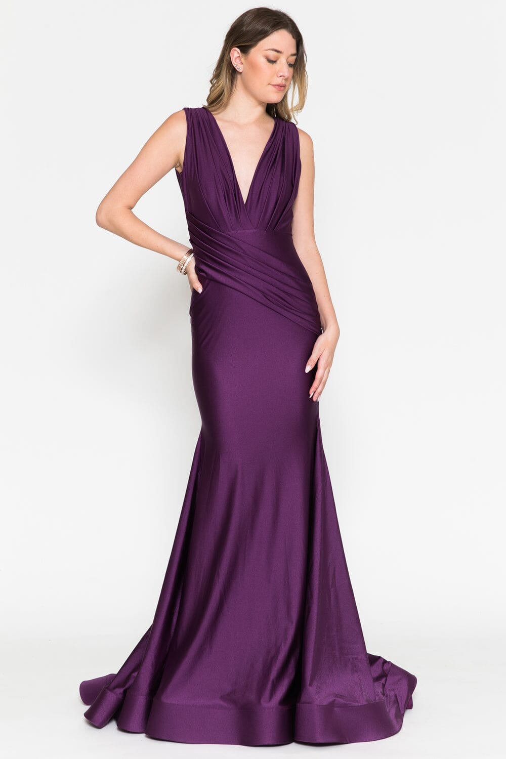 purple lycra dress BRIDESMAIDS AC370 MAGENTA / 20