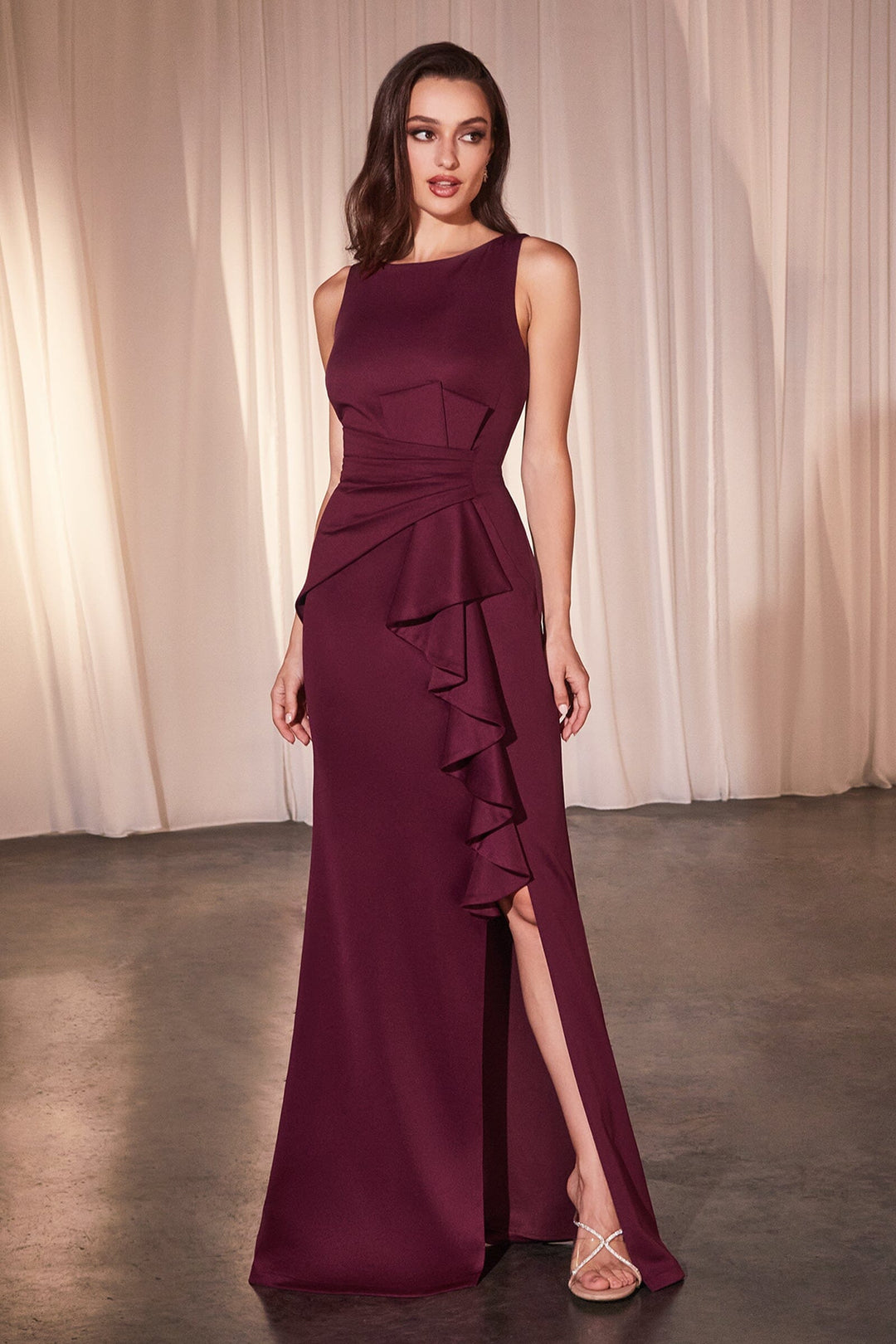 Fitted Sleeveless Neoprene Gown by Ladivine CH377 – ABC Fashion