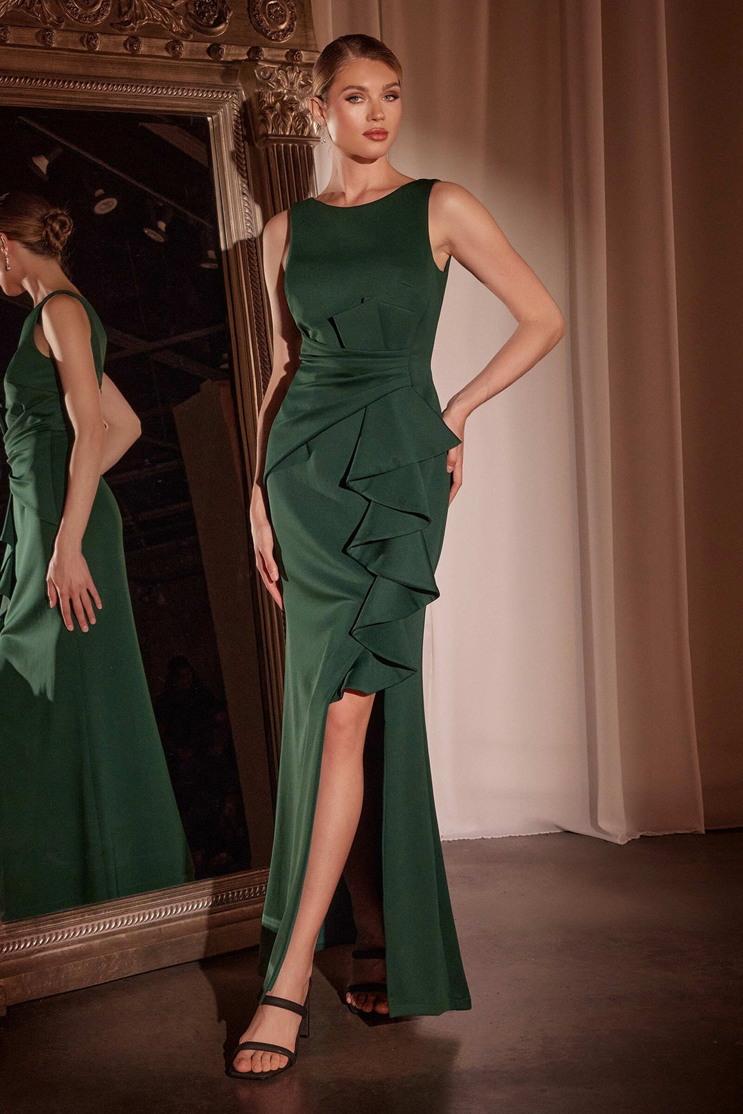 Fitted Sleeveless Neoprene Gown by Ladivine CH377 Fitted Sleeveless Neoprene Gown by Ladivine CH377