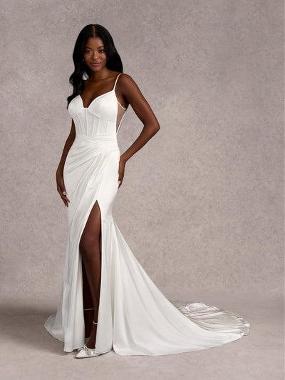 Fitted Sleeveless Slit Bridal Gown by Adrianna Papell 31263