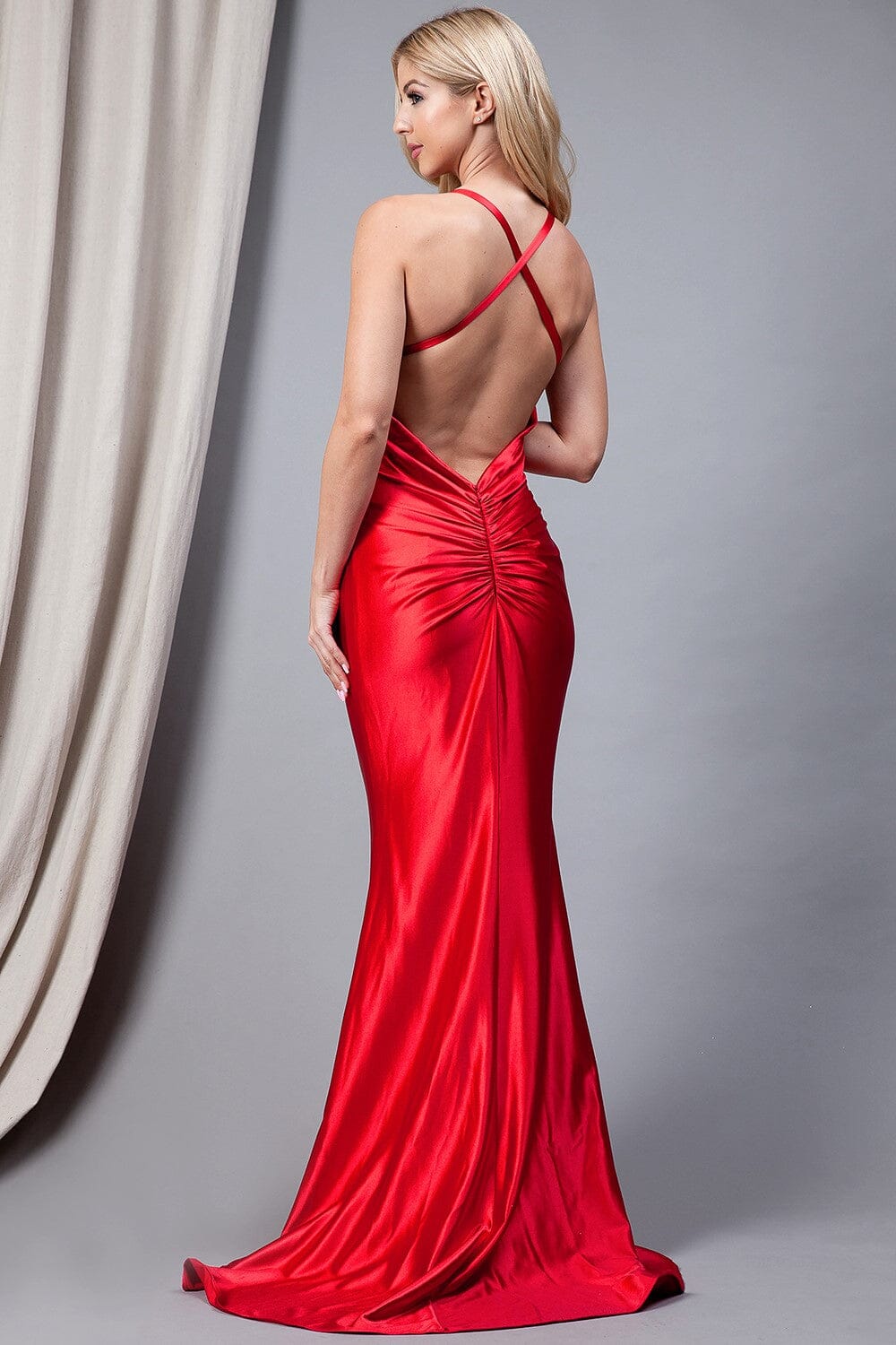 Fitted Sleeveless V-Neck Gown by Amelia Couture 5039