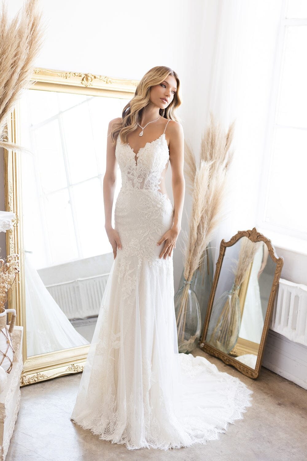 Fitted Tulle Lace Bridal Gown by Abby Lane 97192 12 / Ivory Fitted Tulle Lace Bridal Gown by Abby Lane 97192 12 / Ivory
