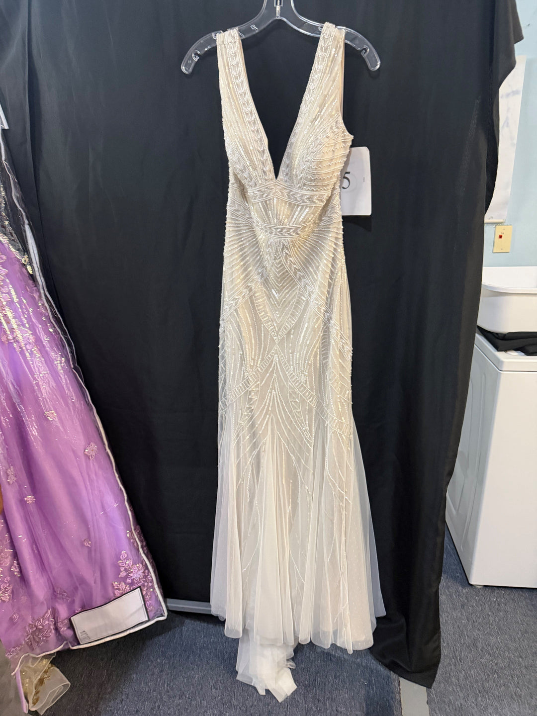 Fitted V-Neck Bridal Dress by Adrianna Papell 40406 ABC Fashion Fitted V-Neck Bridal Dress by Adrianna Papell 40406 ABC Fashion