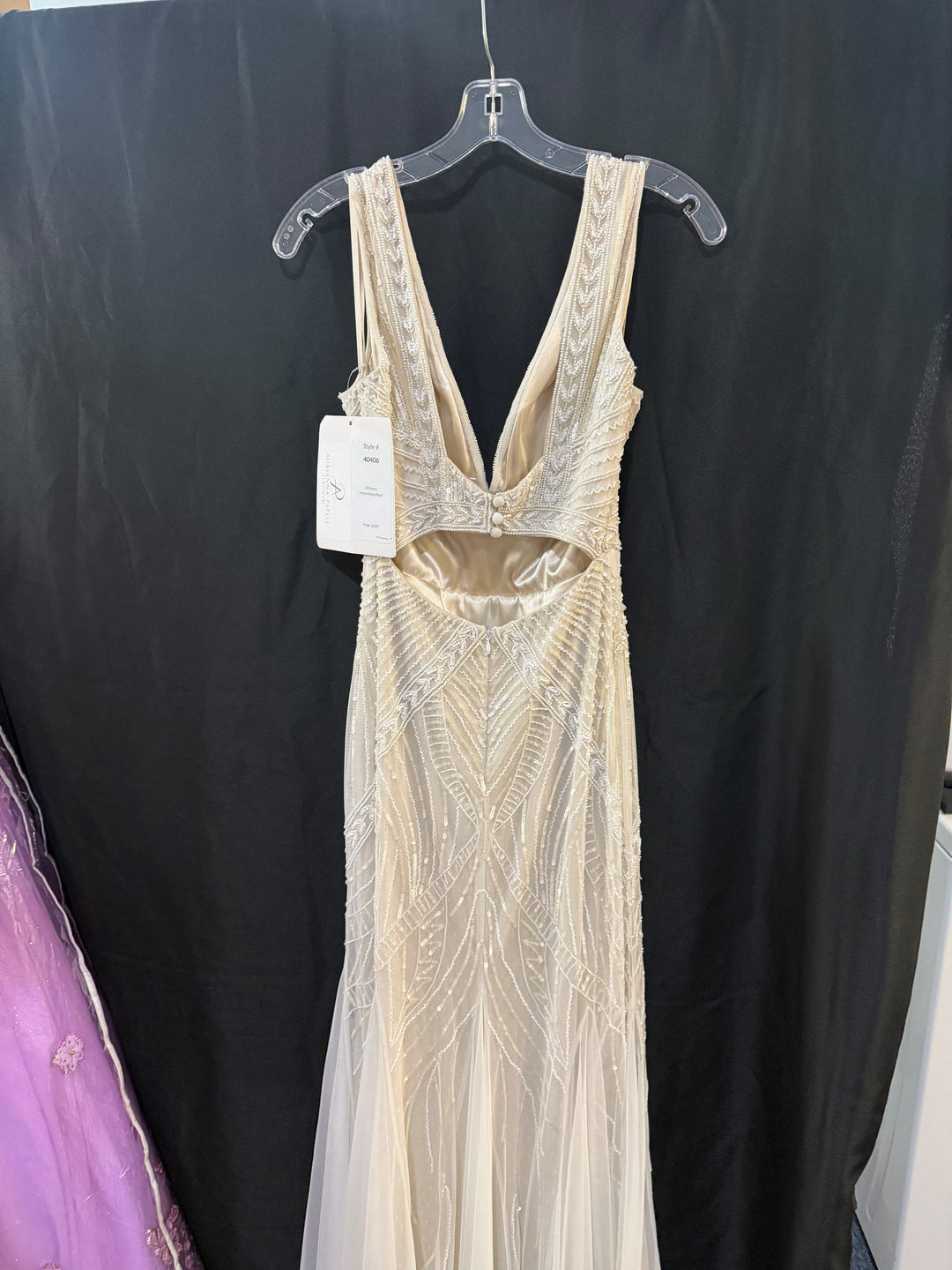 Fitted V-Neck Bridal Dress by Adrianna Papell 40406