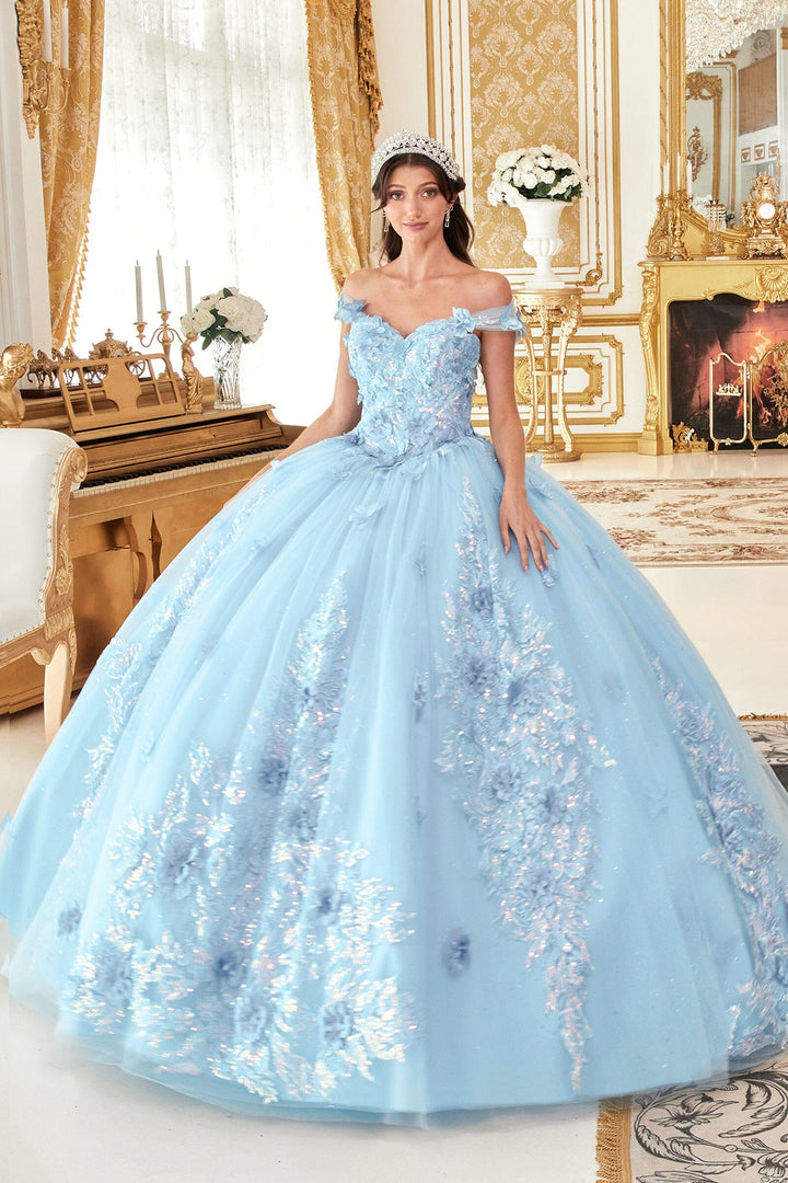 Floral Applique Off Shoulder Ball Gown by Ladivine 15713