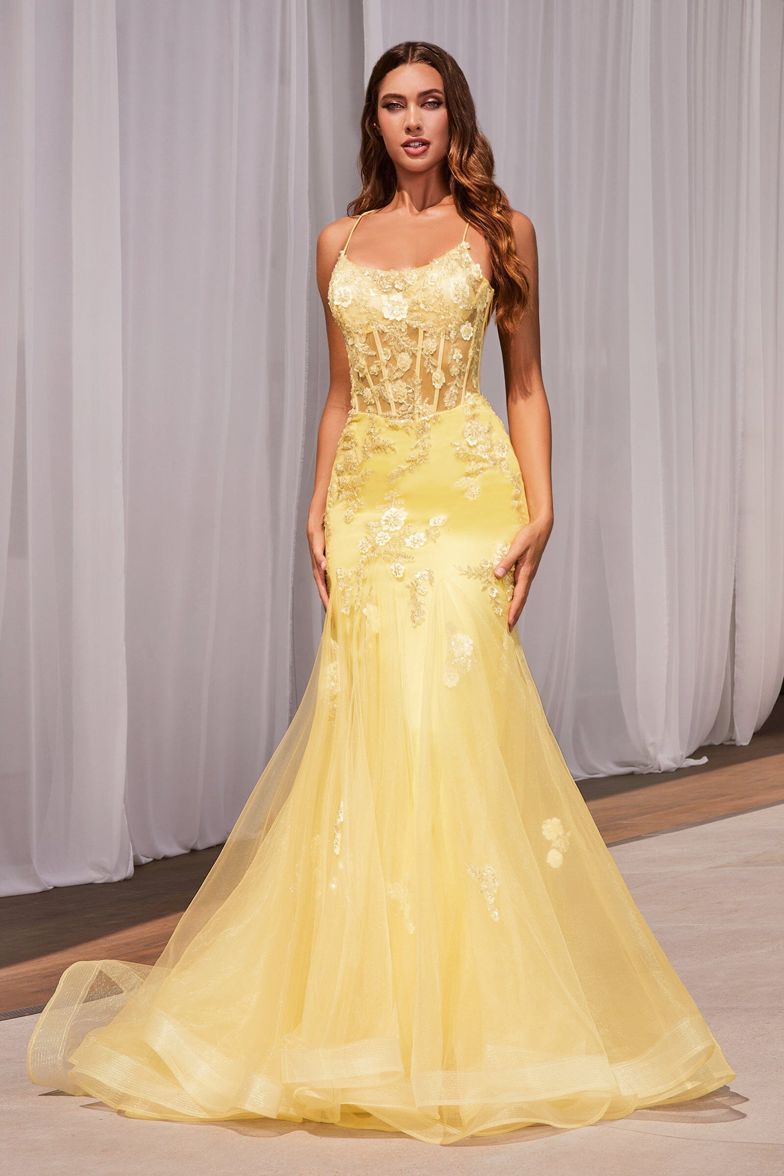 Yellow mermaid gown clearance
