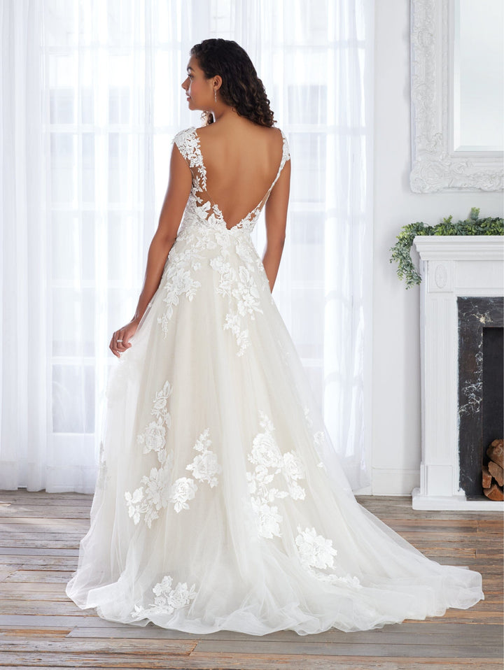 Floral Applique Tulle Wedding Gown by Adrianna Papell 31236