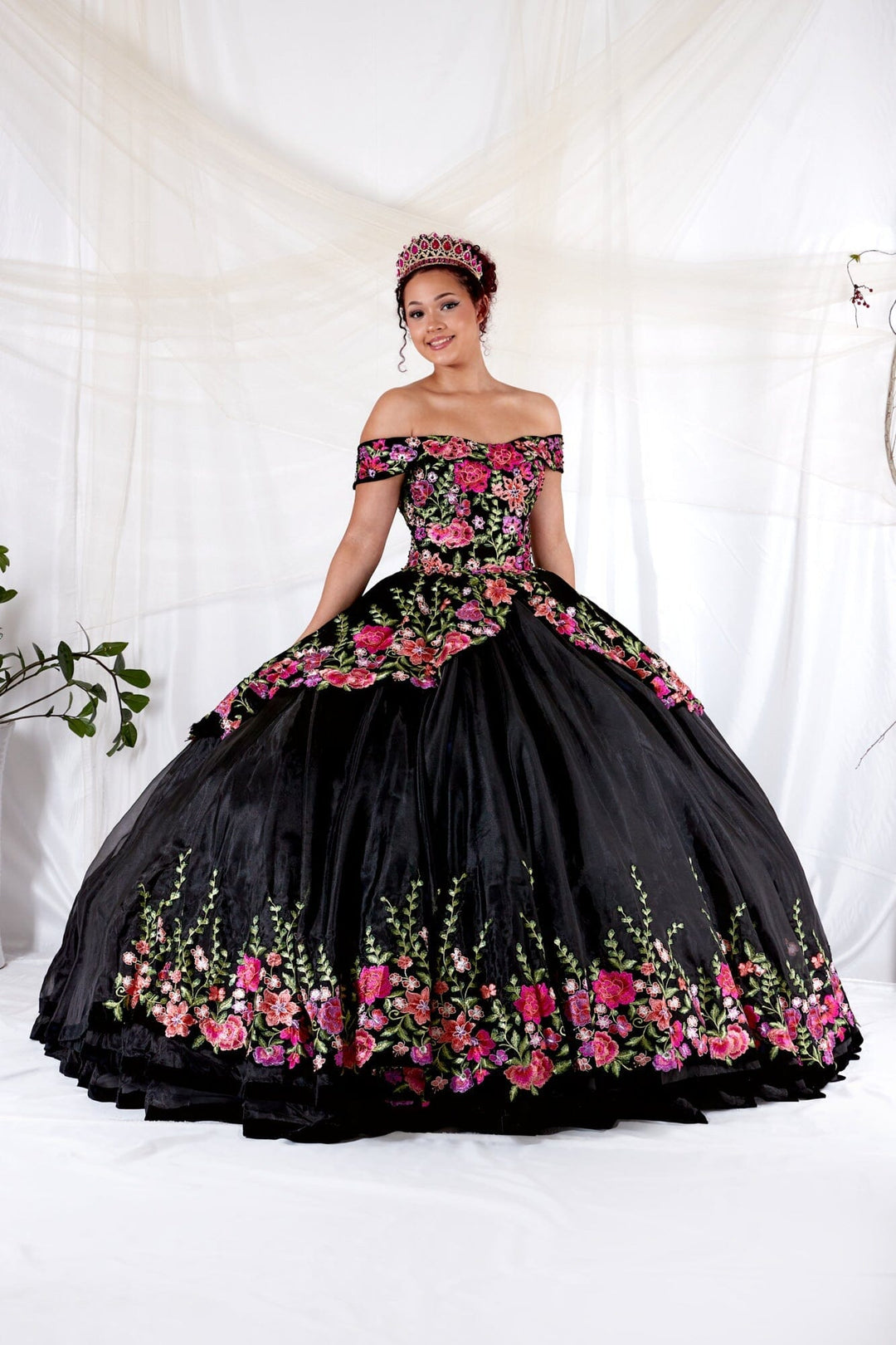 Floral Charro Off Shoulder Ball Gown by Calla SCL-30016
