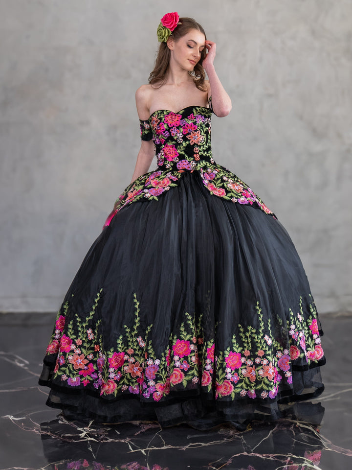 Floral Charro Off Shoulder Ball Gown by Calla SCL30016