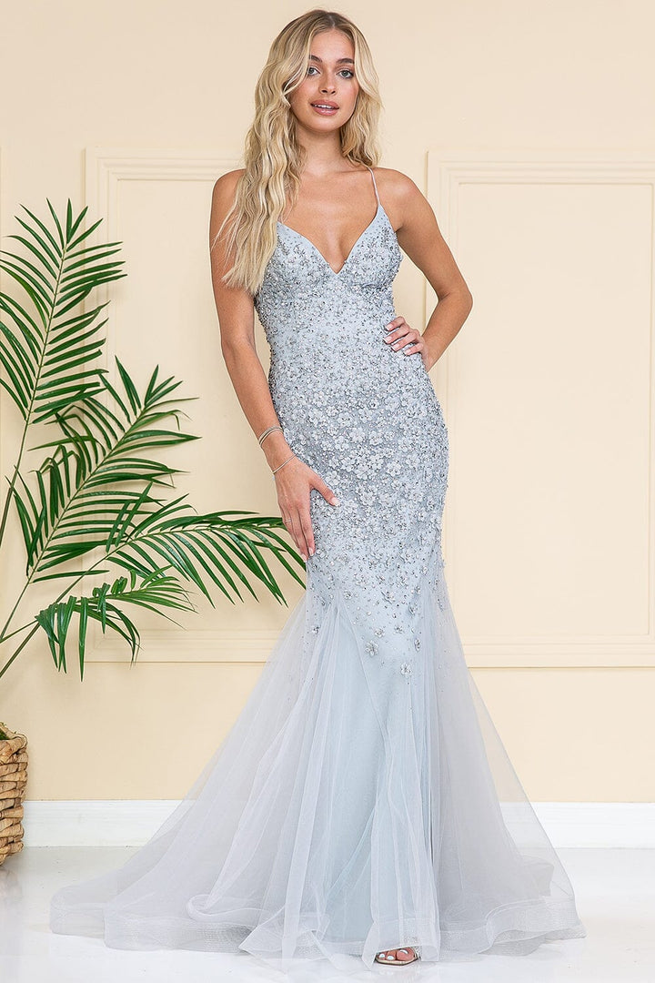 Floral Embellished Mermaid Gown by Amelia Couture SU066