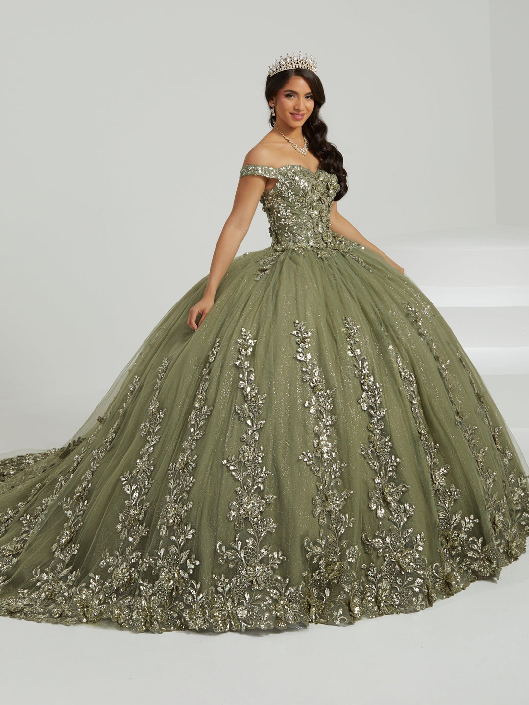 Floral Off Shoulder Quinceanera Dress by Fiesta Gowns 56484