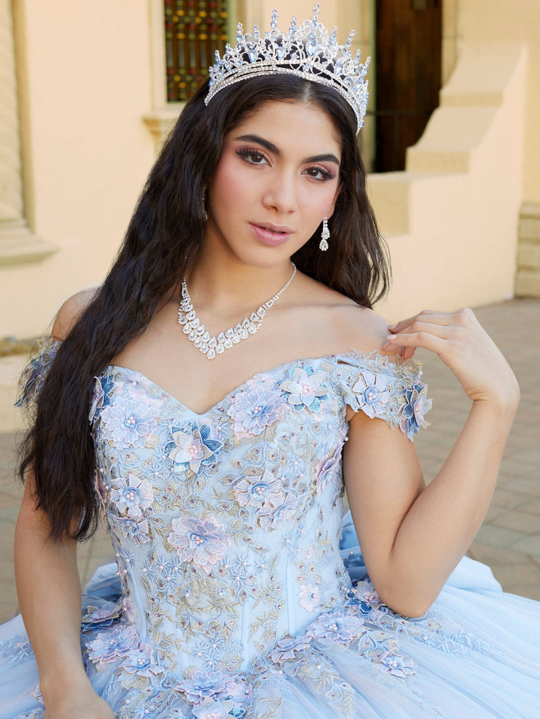 Floral Off Shoulder Quinceanera Dress by House of Wu 26061