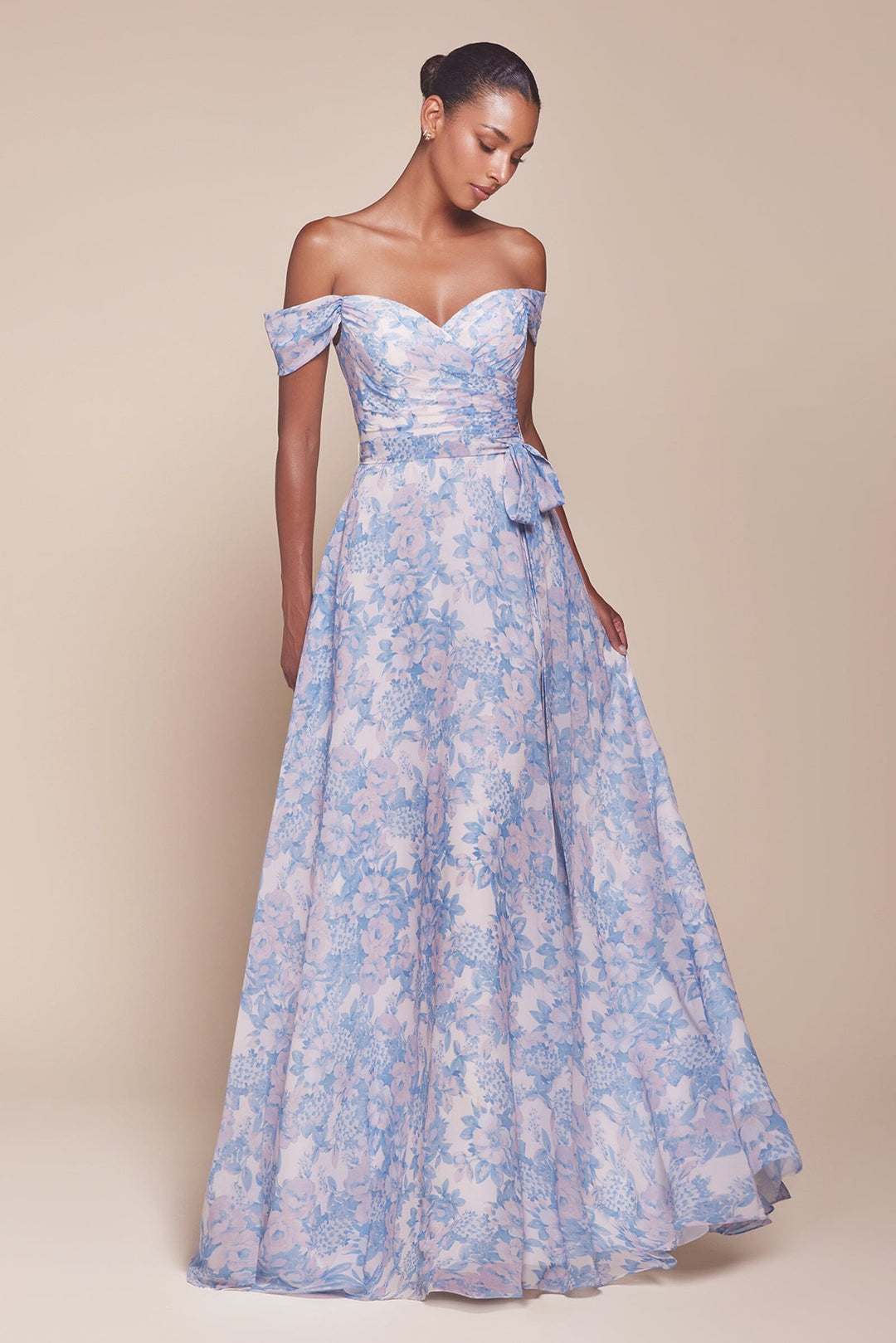 Floral Print Off Shoulder A-line Gown by Ladivine 7441 ABC Fashion Floral Print Off Shoulder A-line Gown by Ladivine 7441 ABC Fashion