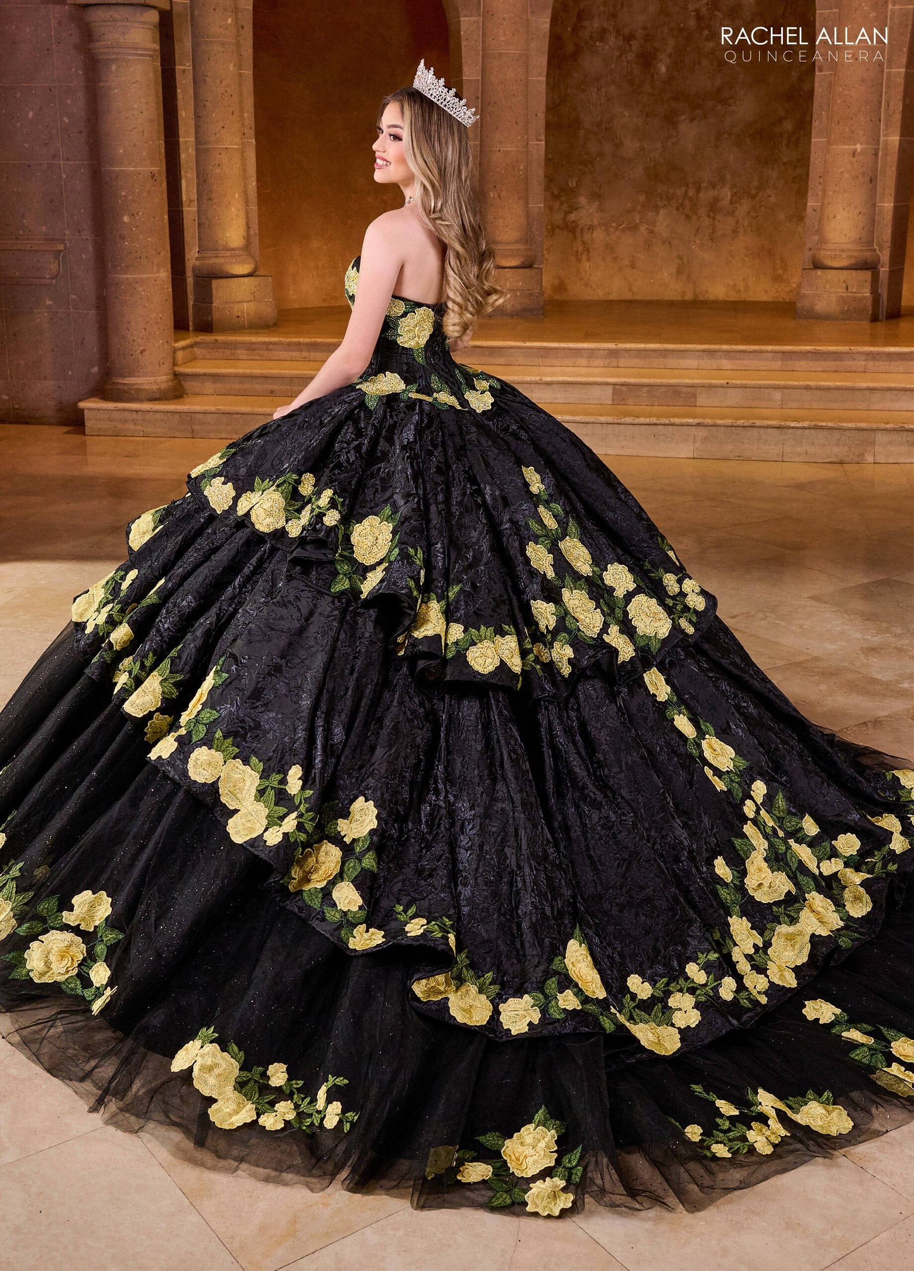 Floral Strapless Quinceanera Dress by Rachel Allan RQ5006 – ABC