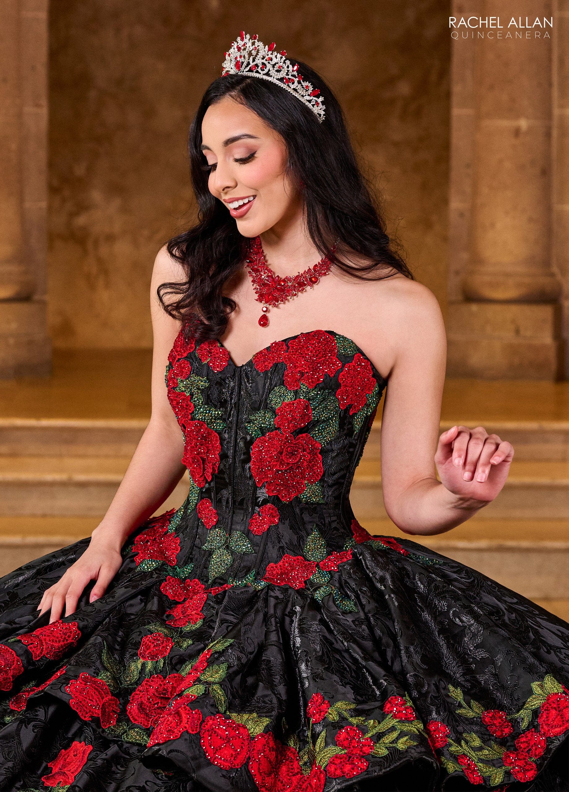 Floral Strapless Quinceanera Dress by Rachel Allan RQ5006 – ABC